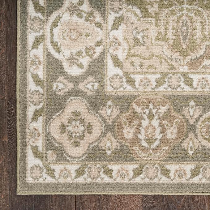 Nourison Home Grafix Green 2'3" x 7'6" Area Rug - Easy Clean, Non Shedding, Bed Room, Living Room, Dining Room, Kitchen (8' Runner)