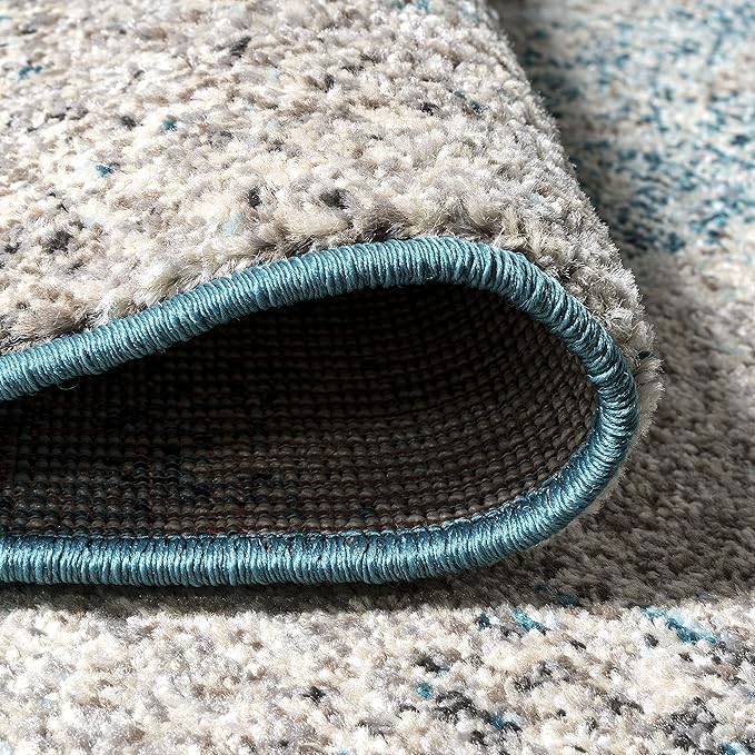 JONATHAN Y Modern Abstract Vintage Cream/Turquoise Indoor Area Rug, 4x6, Contemporary POP, Transitional, Easy-Cleaning for Living Room, Bedroom, Kitchen, Pet Friendly, Non-Shedding (CTP105C-4)