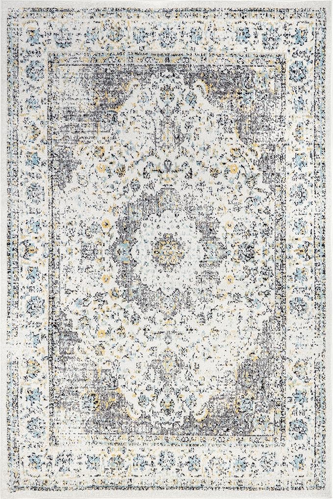 Nuloom Verona Grey/Ivory, 2' x 3', Vintage Medallion, Soft and Cozy, High Traffic, Stain Resistant, Easy Clean, Durable Area Rug for Bedroom, Living Room, Dining Space, Den, Foyer, Entryway