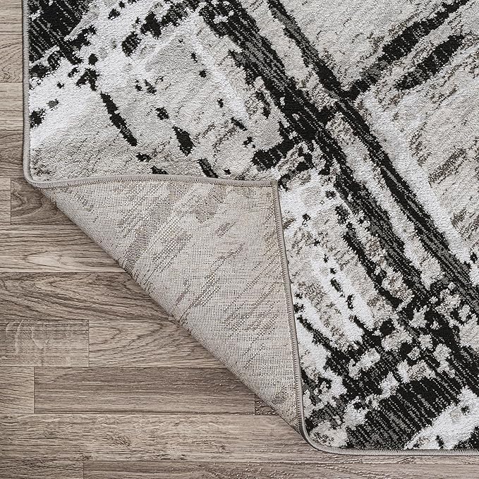 JONATHAN Y Slant Abstract Black/Gray Indoor Area Rug 8X10 ft, Modern for Living Room, Bedroom, Kitchen, Office, Easy-Cleaning, High Traffic, Pet-Friendly, Non-Shedding SOR201D-8