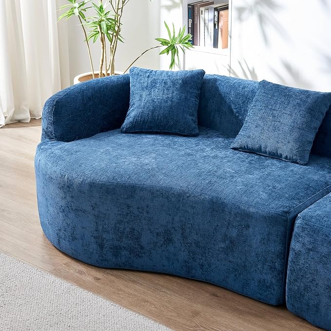 111" Curved Modular Sectional Sofa Couch, Deep Seat Boneless Cloud Couch with 4 Pillows, High Density Foam Floor Lounge Sofa for Living Room, Apartment,Premium Chenille Fabric | Breathable material, Softness