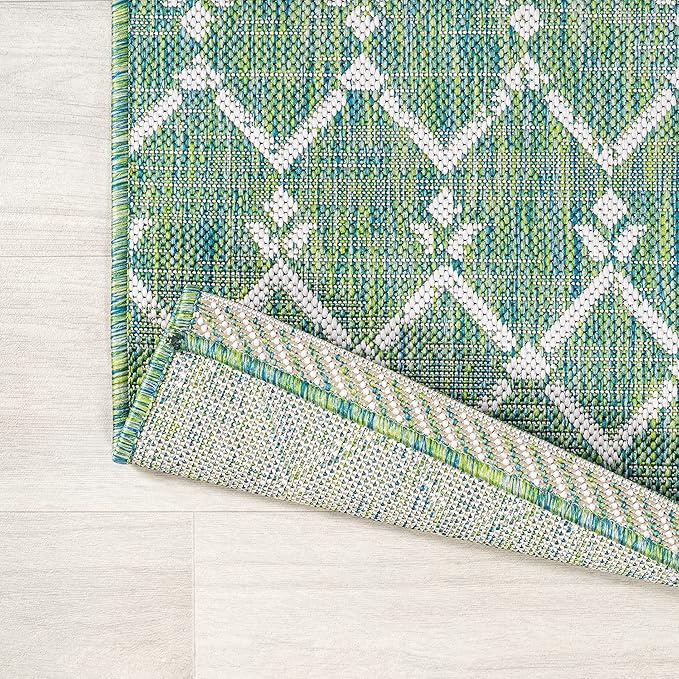 JONATHAN Y Moroccan Geometric Indoor Outdoor Area Rug 3X5 Green/Cream, Ourika Textured Weave for Backyard, Patio, Porch, Easy-Cleaning, High Traffic, Pet-Friendly, Non-Shedding (SMB108L-3)