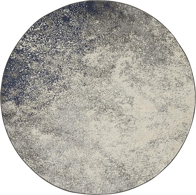 Nourison Home Passion Charcoal/Ivory 4' x Round Area-Rug, Modern, Abstract, Easy-Cleaning, Non Shedding, Bed Room, Living Room, Dining Room, Kitchen, (4' Round)