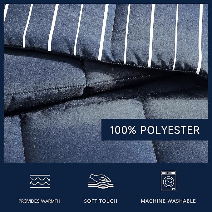 Nautica - King Comforter Set, Peached Microfiber Bedding with Matching Shams, Lightweight for Year Round Use, Oeko-Tex Certified (Longdale Solid Navy)