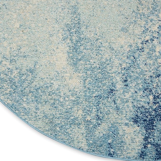 Nourison Home Passion Navy/Light Blue 8' x Round Area-Rug, Modern, Abstract, Easy-Cleaning, Non Shedding, Bed Room, Living Room, Dining Room, Kitchen, (8' Round)