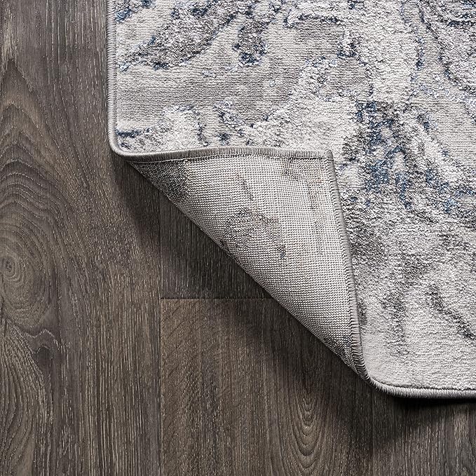 JONATHAN Y Swirl Marbled Gray/Blue Indoor Area Rug 3X5 ft, Abstract for Living Room, Bedroom, Kitchen, Office, Easy-Cleaning, High Traffic, Pet-Friendly, Non-Shedding SOR203B-3