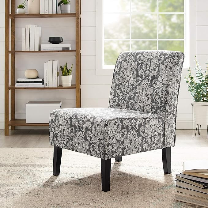 Linon Coco Accent Chair, Gray Damask