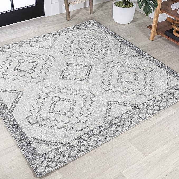 JONATHAN Y Amir Moroccan Beni Souk Cream/Gray 6x6 Square Indoor Area Rug, Bohemian, Scandinavian, Easy-Cleaning for Living Room, Bedroom, Kitchen, Pet Friendly, Non-Shedding (MOH200B-6SQ)