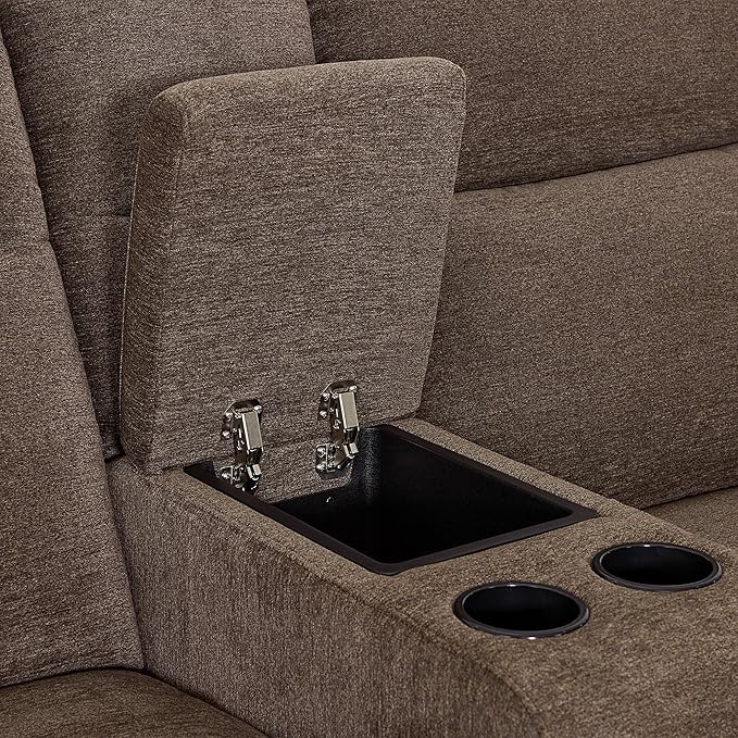 MCombo 78.3" Wall Hugger Power Loveseat Recliner Sofa with Console, Reclining Loveseat with USB Ports, Cup Holders, for Small Spaces Living Room RV, Fabric PR635M2 (Dark Brown)