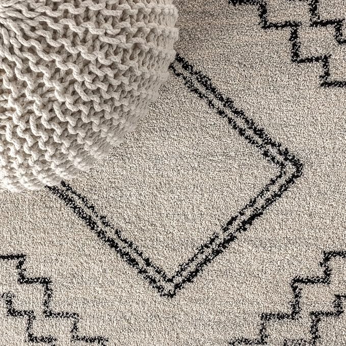 JONATHAN Y Amir Moroccan Beni Souk Cream/Black Indoor Area Rug, 5x8, Bohemian, Scandinavian, Easy-Cleaning for Living Room, Bedroom, Kitchen, Pet Friendly, Non-Shedding (MOH200A-5)