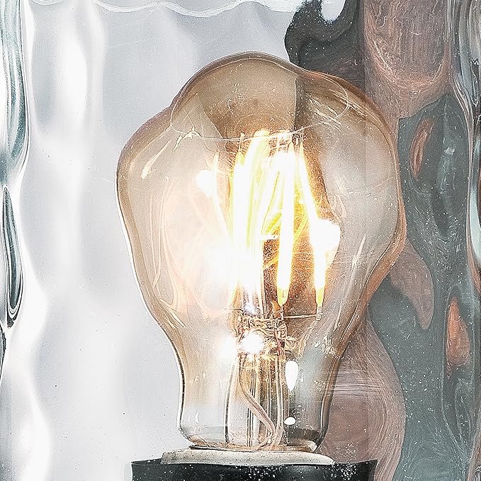 6331600 Barnwell One-Light Indoor Wall Fixture, Textured Iron and Barnwood Finish with Clear Hammered Glass