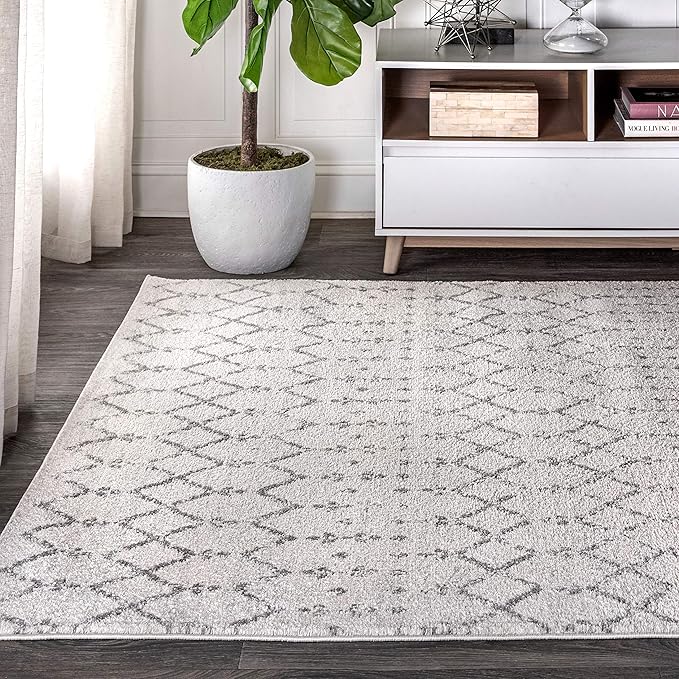 JONATHAN Y Boho Vintage Diamond Cream/Gray Indoor Area Rug 9X12 ft, Moroccan Hype for Living Room, Bedroom, Kitchen, Office, Easy-Cleaning, High Traffic, Pet-Friendly, Non-Shedding (MOH101B-9)