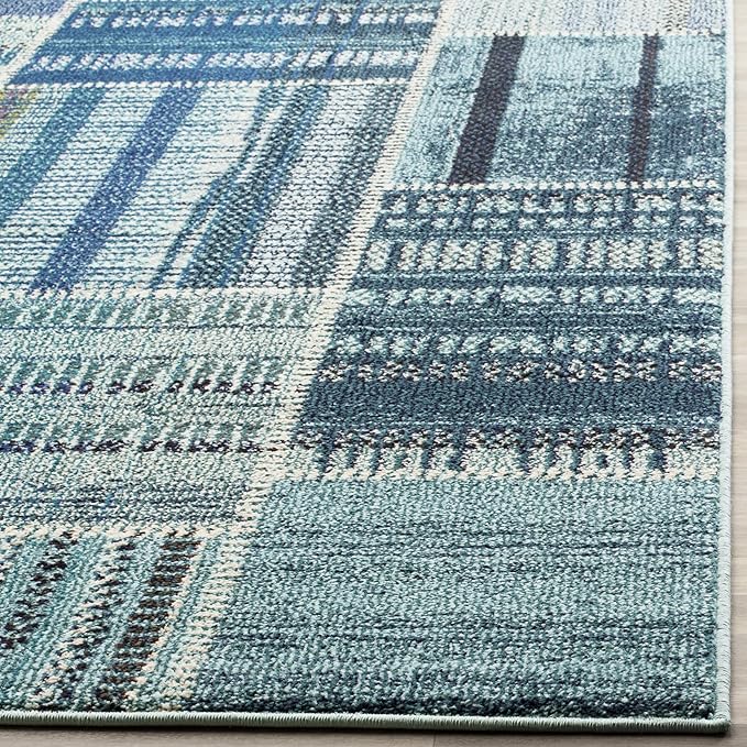 SAFAVIEH Monaco Collection Accent Rug - 4' x 5'7", Multi, Modern Patchwork Distressed Design, Non-Shedding & Easy Care, Ideal for High Traffic Areas in Entryway, Living Room, Bedroom (MNC215F)