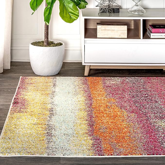 JONATHAN Y Modern Abstract Vintage Cream/Pink Indoor Area Rug, 8x10, Contemporary POP, Transitional, Easy-Cleaning for Living Room, Bedroom, Kitchen, Pet Friendly, Non-Shedding (CTP105B-8)
