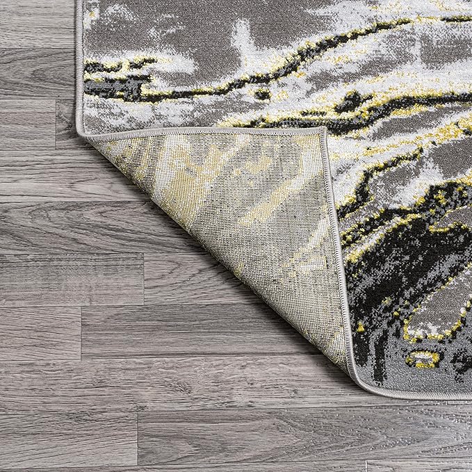 JONATHAN Y Swirl Marbled Black/Yellow Indoor Area Rug 4X6 ft, Abstract for Living Room, Bedroom, Kitchen, Office, Easy-Cleaning, High Traffic, Pet-Friendly, Non-Shedding SOR203D-4