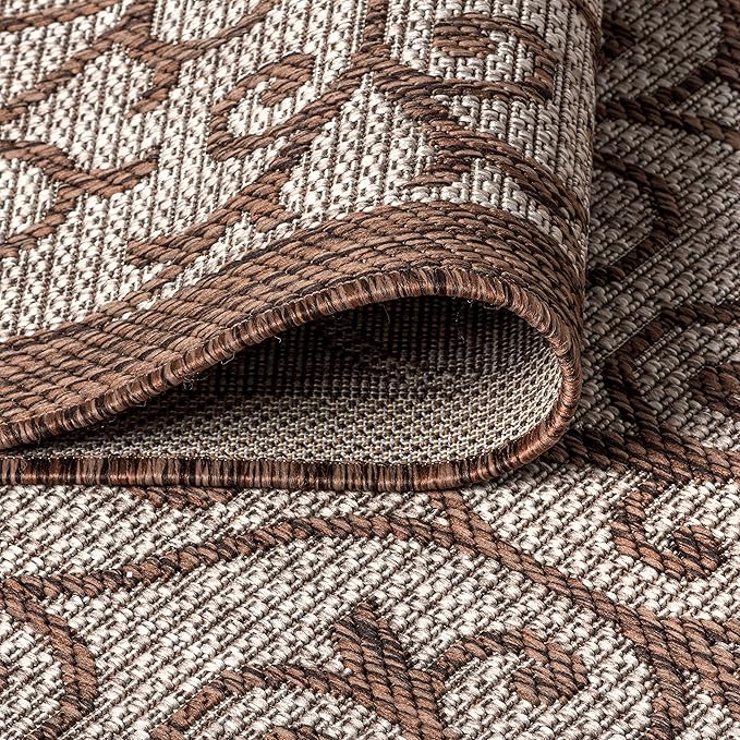JONATHAN Y Vintage Filigree Indoor Outdoor Area Rug 3X5 Taupe/Espresso, Madrid Textured Weave for Backyard, Patio, Porch, Easy-Cleaning, High Traffic, Pet-Friendly, Non-Shedding (SMB107C-3)