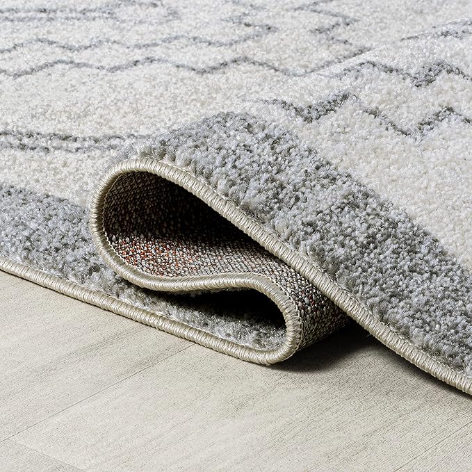 JONATHAN Y Amir Moroccan Beni Souk Cream/Gray 3' Round Indoor Area Rug, Bohemian, Scandinavian, Easy-Cleaning for Living Room, Bedroom, Kitchen, Pet Friendly, Non-Shedding (MOH200B-3R)