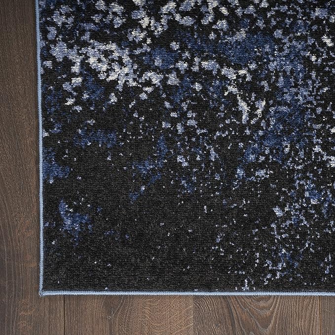 Nourison Home Passion Light Blue/Black 1'10'' x 2'10'' Area-Rug, Modern, Abstract, Easy-Cleaning, Non Shedding, Bed Room, Living Room, Dining Room, Kitchen, (2' x 3')