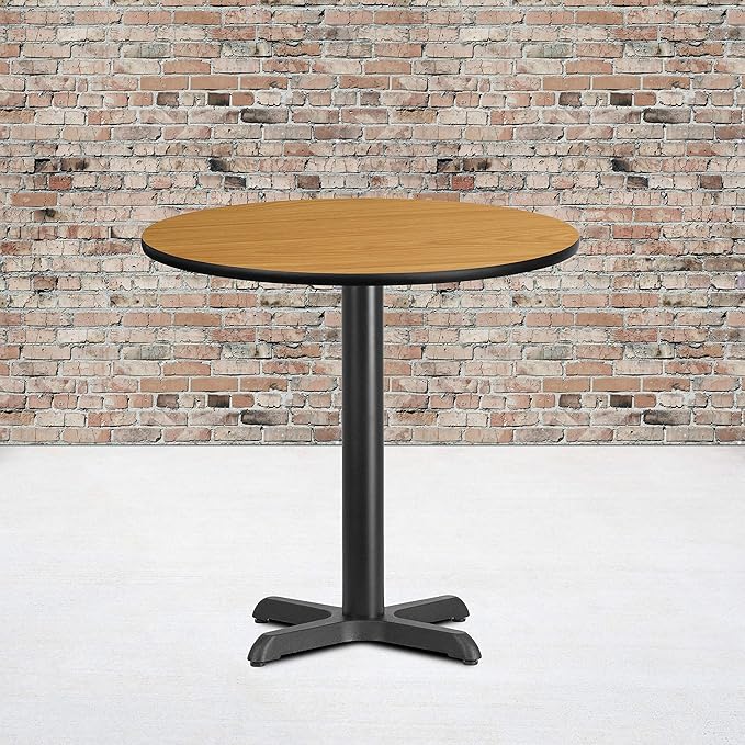 Flash Furniture Graniss 30'' Round Natural Laminate Table Top with 22'' x 22'' Table Height Base