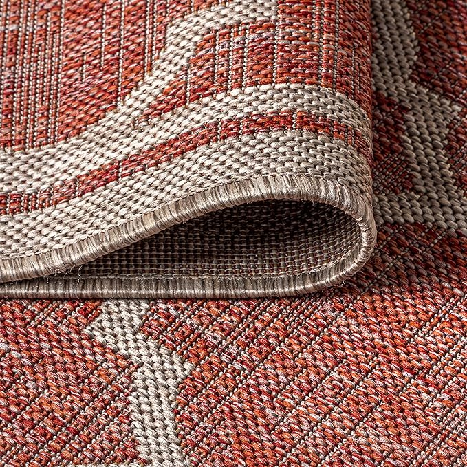 JONATHAN Y Moroccan Trellis Indoor Outdoor Area Rug 3X5 Red/Beige, Trebol Textured Weave for Backyard, Patio, Porch, Easy-Cleaning, High Traffic, Pet-Friendly, Non-Shedding (SMB109C-3)