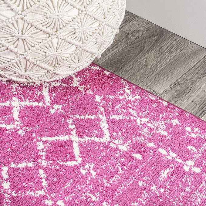 JONATHAN Y Boho Vintage Diamond Fuchsia/Ivory Indoor Area Rug 5X8 ft, Moroccan Hype for Living Room, Bedroom, Kitchen, Office, Easy-Cleaning, High Traffic, Pet-Friendly, Non-Shedding (MOH101G-5)