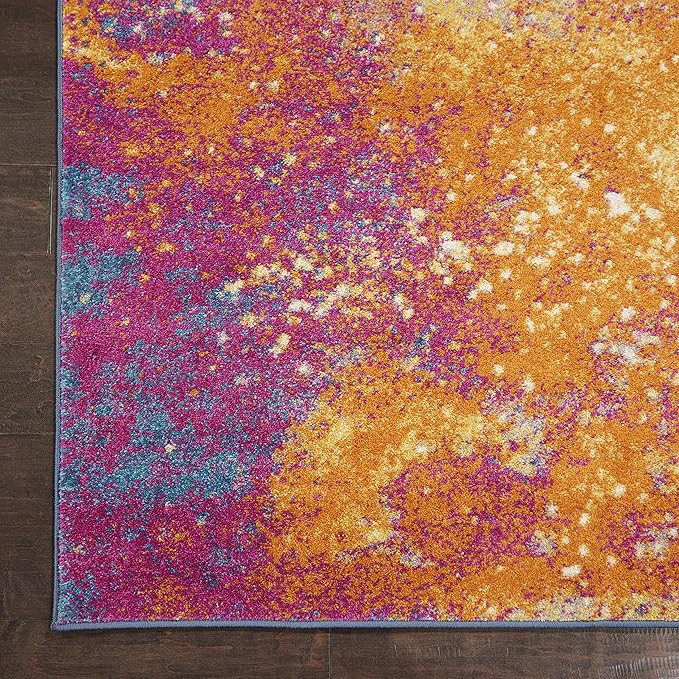Nourison Home Passion Sunburst 2'2'' x 10' Area-Rug, Modern, Abstract, Easy-Cleaning, Non Shedding, Bed Room, Living Room, Dining Room, Kitchen, (10' Runner)