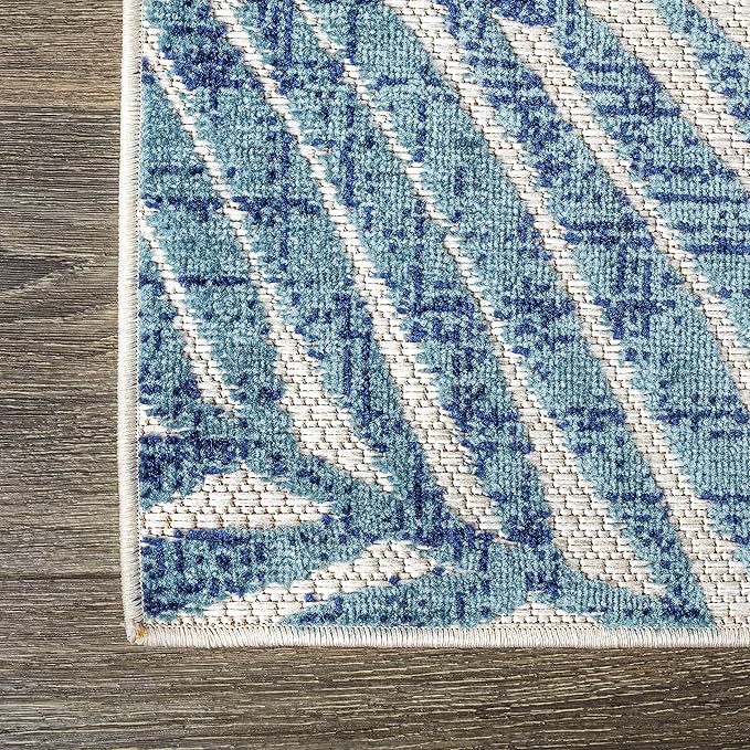 JONATHAN Y Tropics Palm Leaves Indoor Outdoor Square Area Rug 5X5 Cream/Orange, Boho for Backyard, Patio, Porch, Easy-Cleaning, High Traffic, Pet-Friendly, Non-Shedding (AMC100B-5SQ)