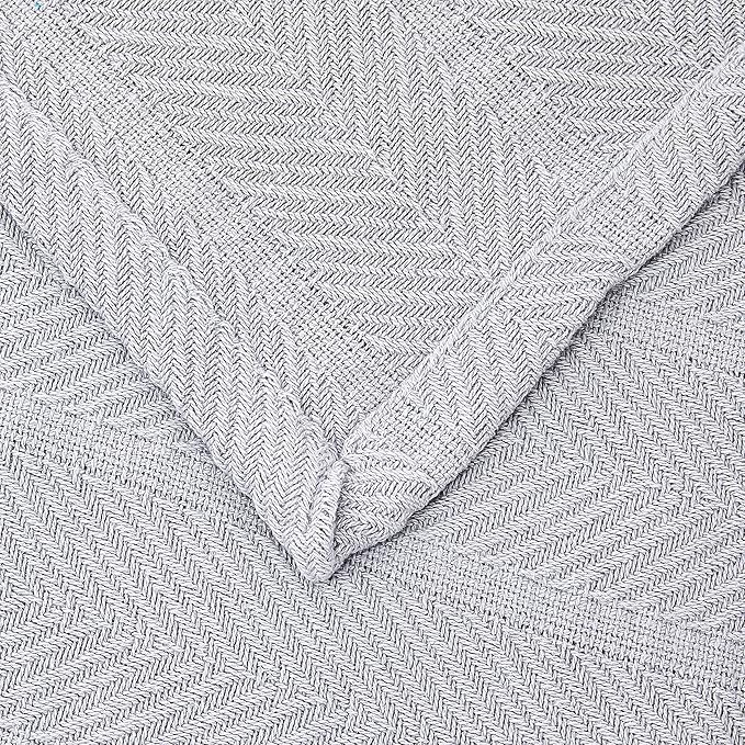 Eddie Bauer - Twin Blanket, Lightweight Cotton Bedding, Luxurious Bedding Set (Herringbone Chrome, Twin)