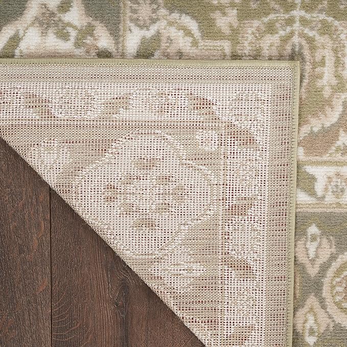 Nourison Home Grafix Green 2'3" x 7'6" Area Rug - Easy Clean, Non Shedding, Bed Room, Living Room, Dining Room, Kitchen (8' Runner)